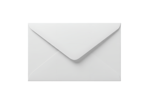 A clean white envelope with a sealed flap isolated on transparent background png