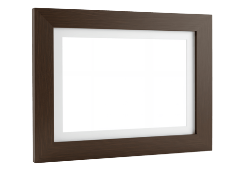 Dark wood picture frame with white matting isolated on transparent background png