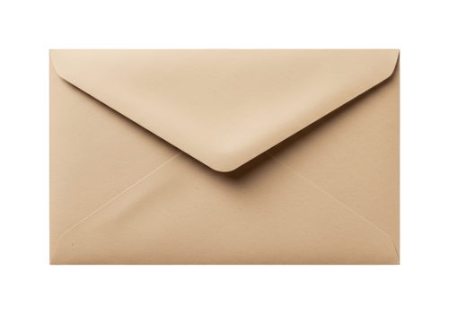 A single brown paper envelope with a pointed flap isolated on transparent background png