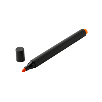 Black marker with orange tip and cap isolated on transparent background png