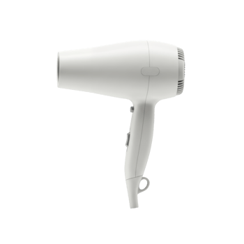 A sleek white hair dryer with controls isolated on transparent background png