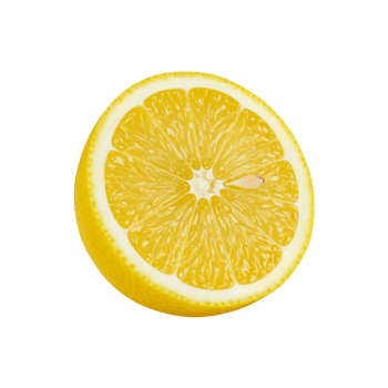 Bright yellow lemon slice with visible pulp and seed isolated on transparent background png