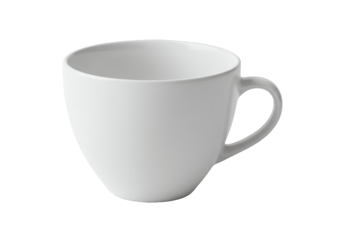 Simple white ceramic coffee mug with handle isolated on transparent background png