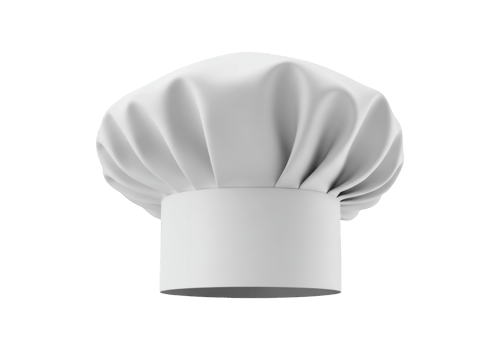 Classic white chef hat with pleats isolated on transparent background png