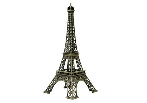 Detailed miniature eiffel tower model isolated on transparent background png