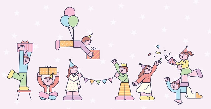 Kids celebrating a fun party together vector