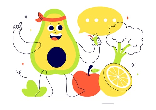 Holistic Wellness and Nutrition Illustration with Organic Food and a Balanced Lifestyle in Flat Cartoon Style vector