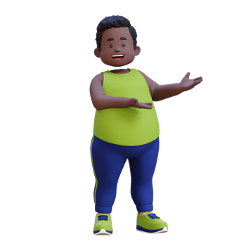 3D plus size overweight obesse african man presenting png