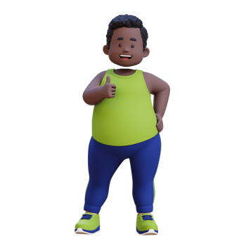 3D plus size overweight obesse african man giving a thumbs up png