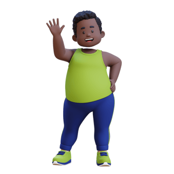 3D plus size overweight obesse african man Waving, Ready for Fitness png