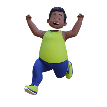 Joyful 3D plus size overweight obesse african man running png