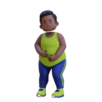 3D plus size overweight obesse african man in Stomach Ache png