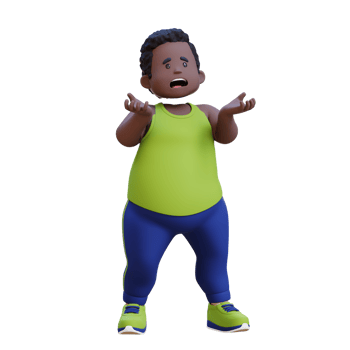 stressed 3D plus size overweight obesse african man png