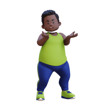 angry 3D plus size overweight obesse african man png