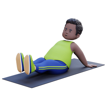 3D Plus Size Overweight obesse african man workout on a mat png