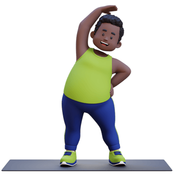 3D Plus Size Overweight obesse african man exercising on yoga mat png