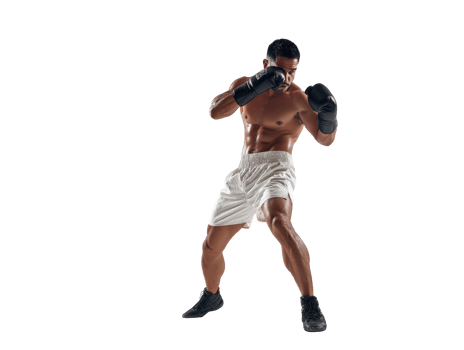 A man in boxing gear is posing for the camera png