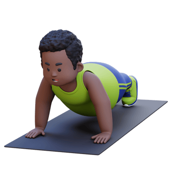3D Plus Size Overweight obesse african man Doing Push Ups on a Mat png