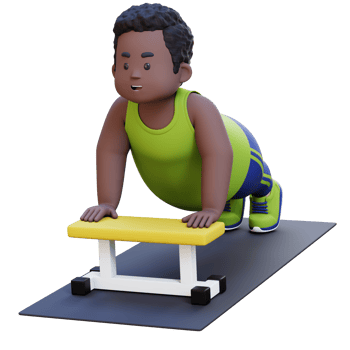 3D Plus Size Overweight obesse african man Doing Incline Push Ups png