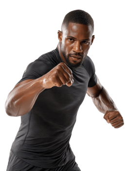 A man in a black shirt is punching png
