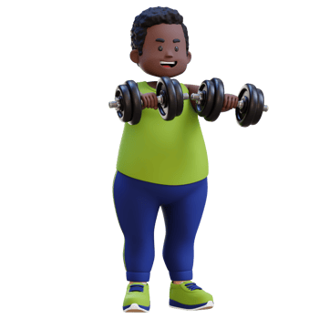 3D Plus Size Overweight obesse african man Lifting Dumbbells Front Raise png