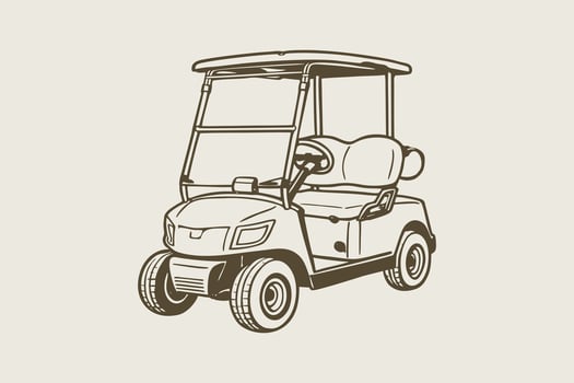 lineart illustration of a golf cart with a vintage look vector