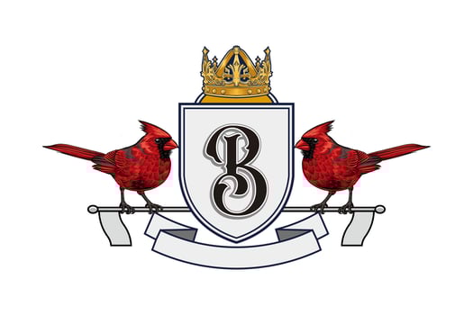 Logo with red cardinals and crown vector