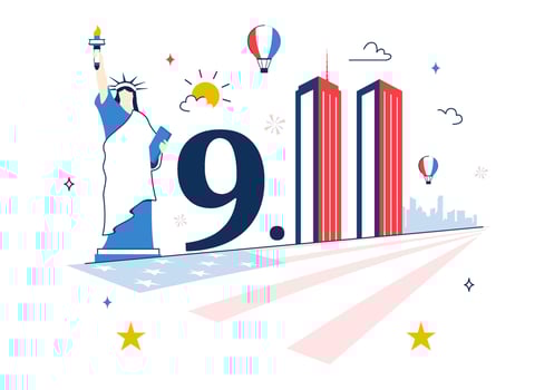 USA 911 Remembrance Day with Memorial Lights and National Pride vector