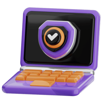 Laptop shield 3d illustration. internet security, online privacy icon. png