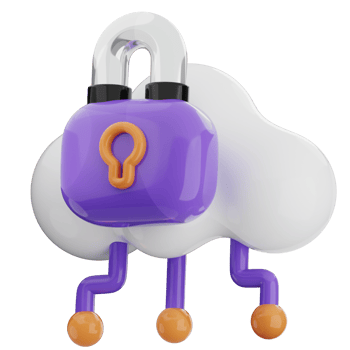 Cloud computing lock 3d illustration. internet security icon. png