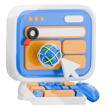 3d illustration internet isolated. computer illustration perfect for digital marketing or website design projects. png