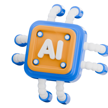 3D illustration of an artificial intelligence processor. 3d render machine learning chip isolated icon. png