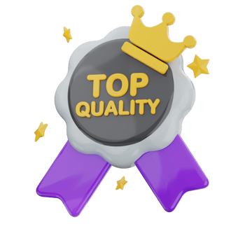 Top quality 3d illustration. product guarantee badge icon. png