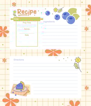 hand drawn adorable recipe card template design vector