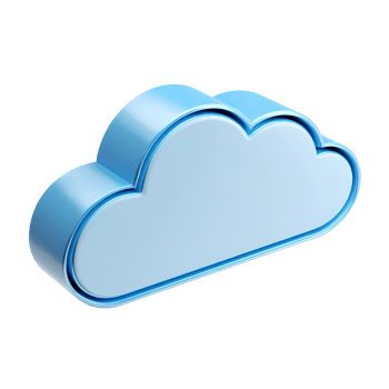 Blue 3D Cloud Illustration on Transparent Background shiny three dimensional png