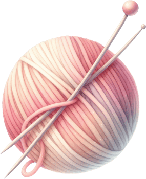 Coquette Soft pastel colored yarn ball with knitting needles png