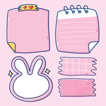Cute Pink Memo and Washi Tape Illustration vector