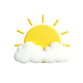 3D Partly Cloudy Sun and Cloud Icon png