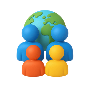 3D Global Community Icon with Diverse People png