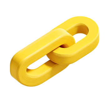 3D Rendered Yellow Chain Link Illustration on Transparent Background vibrant png