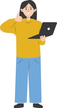 Illustration of Businesswoman with Technology Device. Cartoon Character. vector