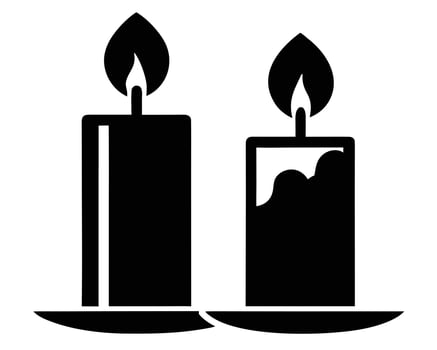 Simple black and white illustration of two lit candles on a common candleholder vector