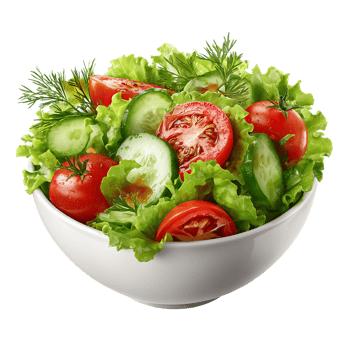 Fresh garden salad with tomatoes cucumbers and dill isolated on transparent background png