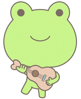 Baby Cute Green Frog playing Guitar png