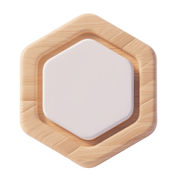 Wooden hexagon with white center isolated on transparent background png