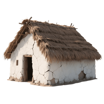 Small thatched hut isolated on transparent background png