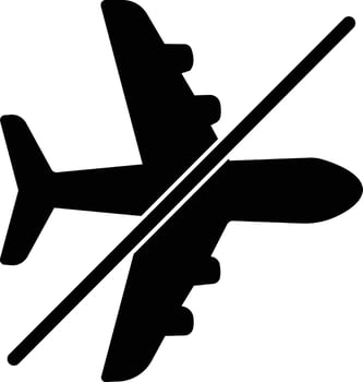 No airplane sign. flat style isolated on white background, no fly sign airplane. illustration vector