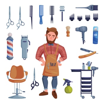 Barber with styling tools and equipment vector