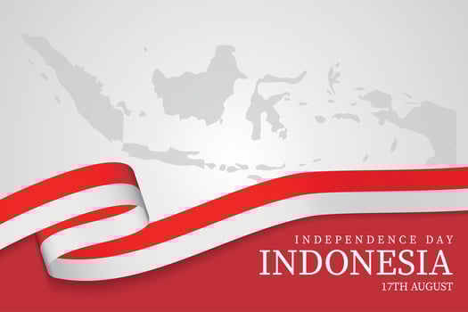 Elegant Indonesia Independence Day Ribbon with Map on Neutral Background vector