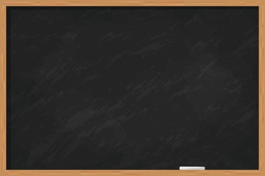 Dark School Chalkboard with Wooden Frame and Chalk Illustration. vector